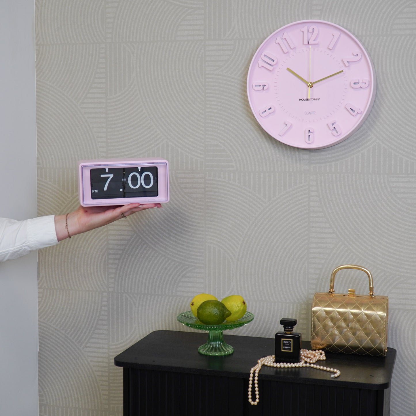 Clock- Wall Clock Numbers- Light Pink  -30x30x4cm