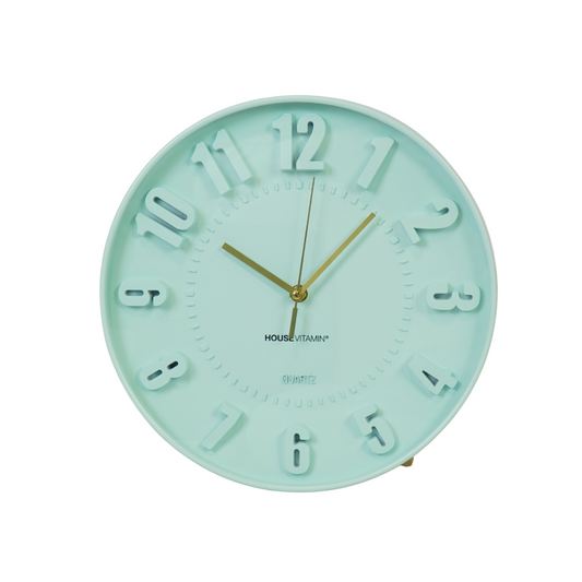 Clock- Wall Clock Numbers- Light Green  -30x30x4cm