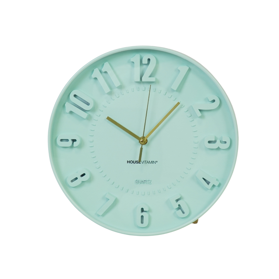 Clock- Wall Clock Numbers- Light Green  -30x30x4cm