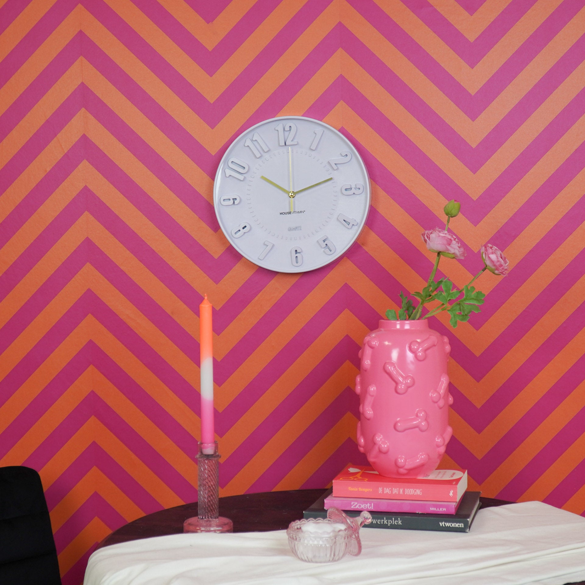Clock- Wall Clock Numbers- Lilac  -30x30x4cm