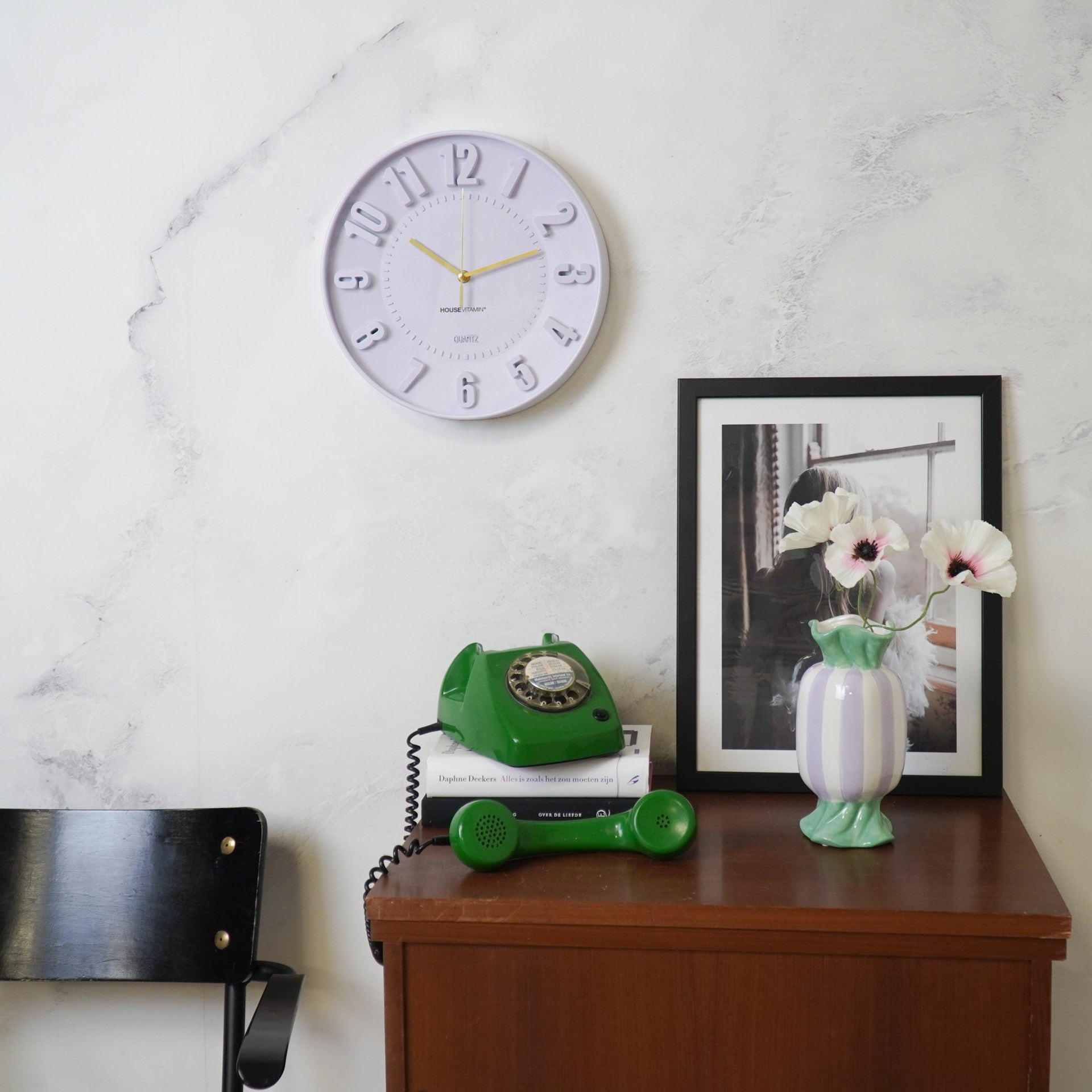 Clock- Wall Clock Numbers- Lilac  -30x30x4cm