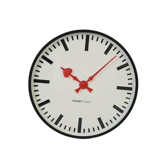 Clock- Wall Clock Station - White/ Black- 40x40x4cm
