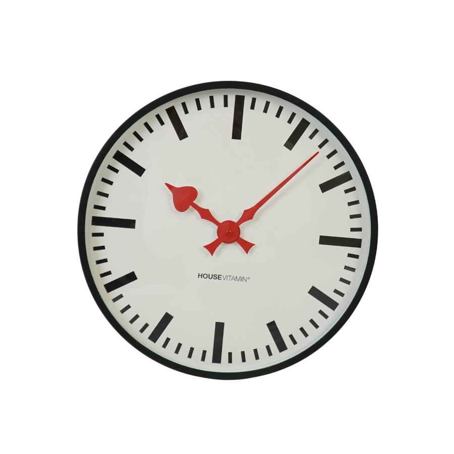 Clock- Wall Clock Station - White/ Black- 40x40x4cm