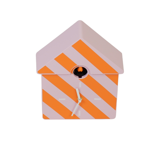 Clock- Wall Clock Cuckoo- Pattern- Orange/ Pink- 24x27x9cm