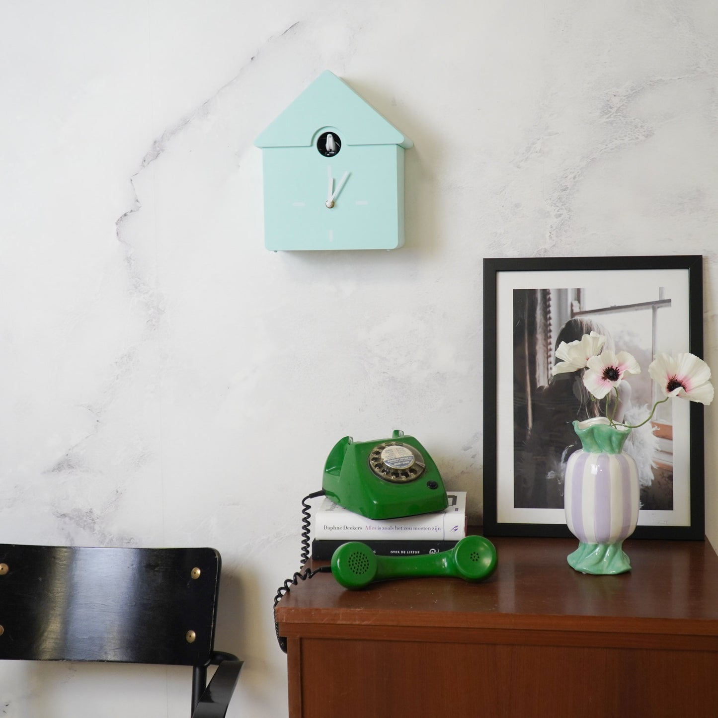 Clock- Wall Clock Cuckoo-Mint Green- 24x27x9cm
