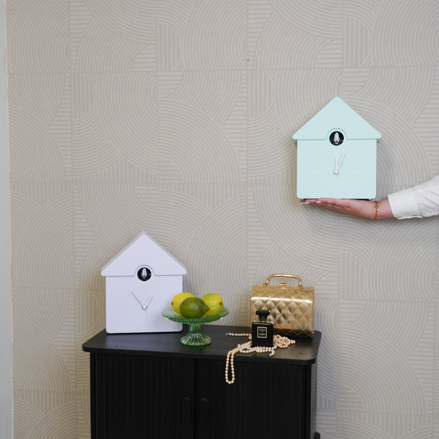 Clock- Wall Clock Cuckoo-Mint Green- 24x27x9cm