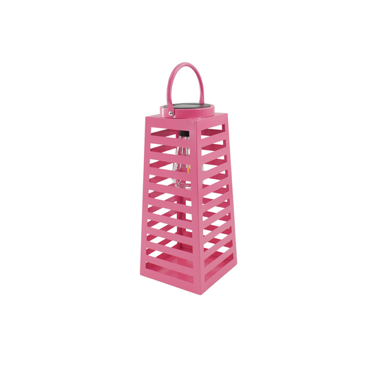 Lamp- Lantern - Solar - Metal - Pink - 14x32,5cm