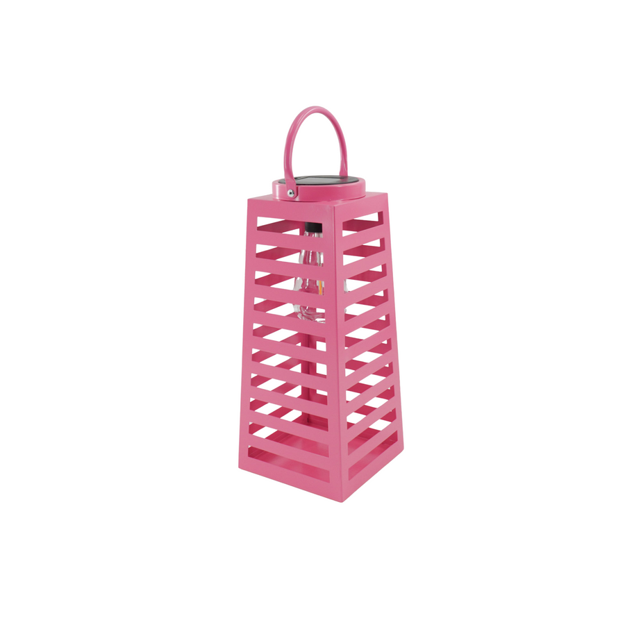 Lamp- Lantern - Solar - Metal - Pink - 14x32,5cm