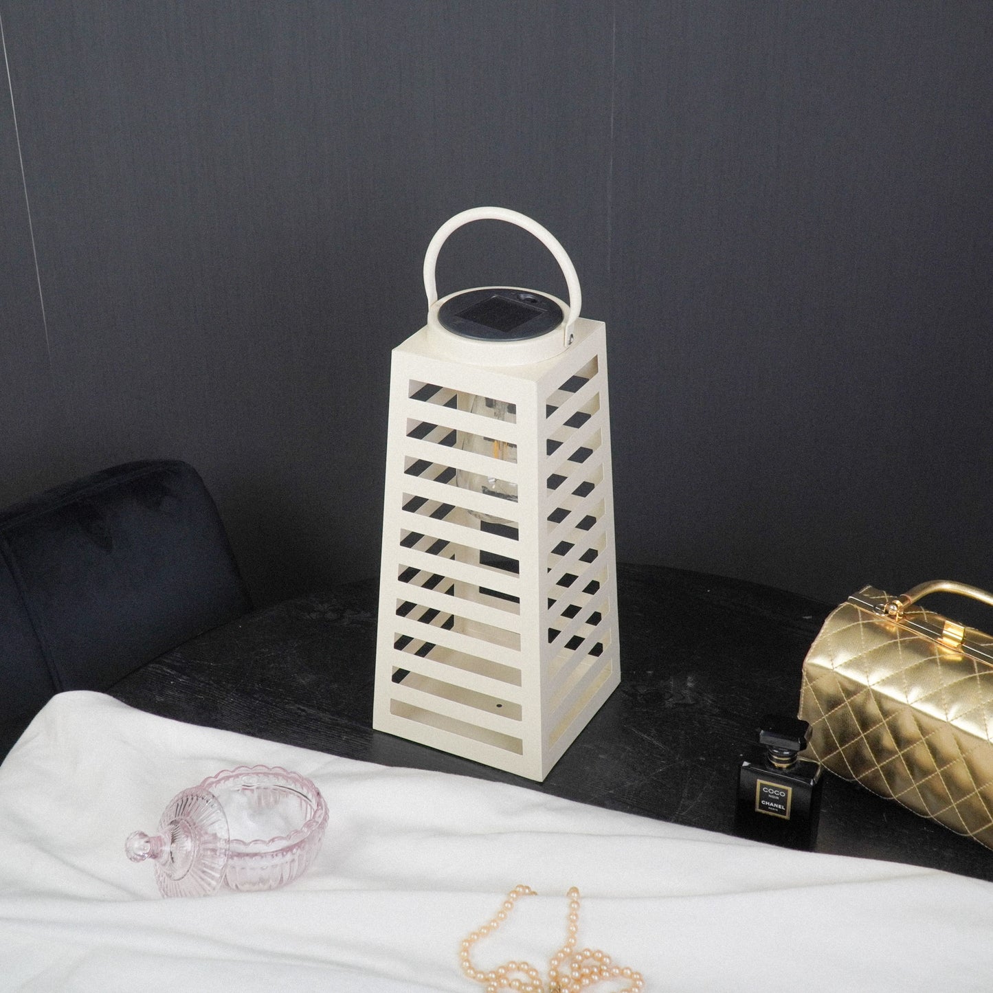 Lamp- Lantern  - Solar - Metal - Sand - 14x32,5cm