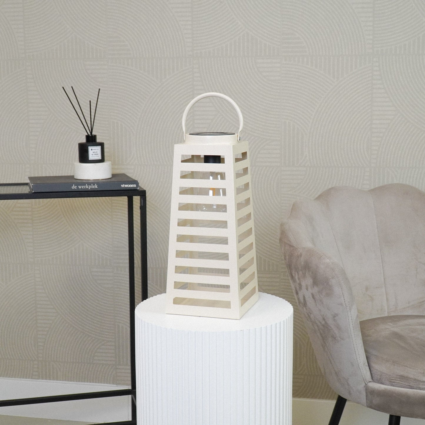 Lamp- Lantern  - Solar - Metal - Sand - 14x32,5cm