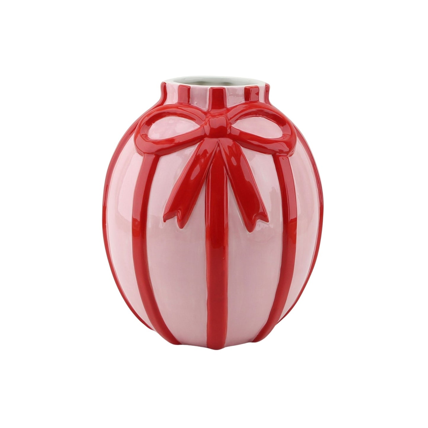 Vase - Flower Vase Ribbon-  Pink/Red-17x17x17,5cm