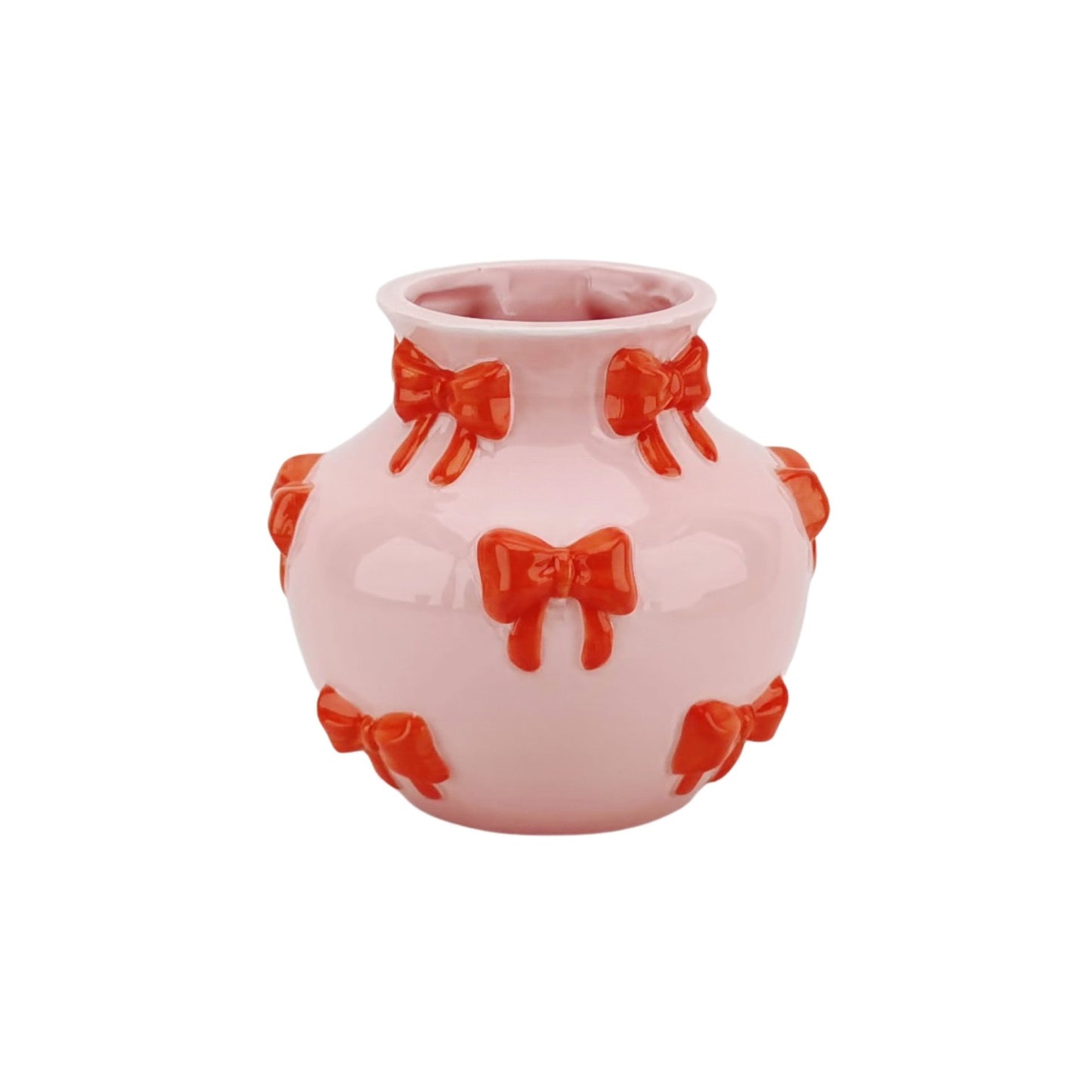 Vase -  Flower Vase Ribbons - Pink/Orange - 14,5x14,5x13cm