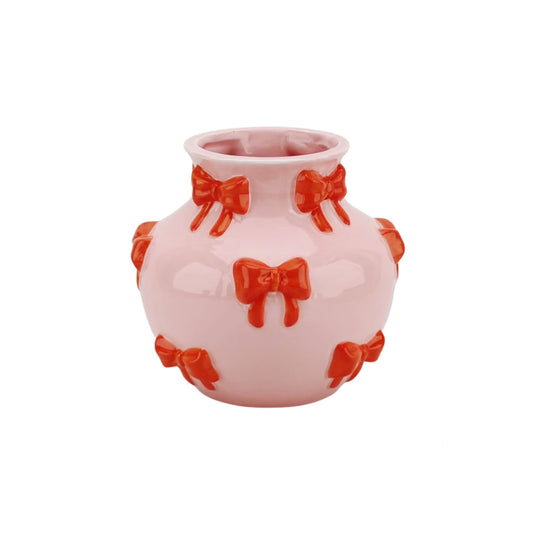 Vase -  Flower Vase Ribbons - Pink/Orange - 14,5x14,5x13cm