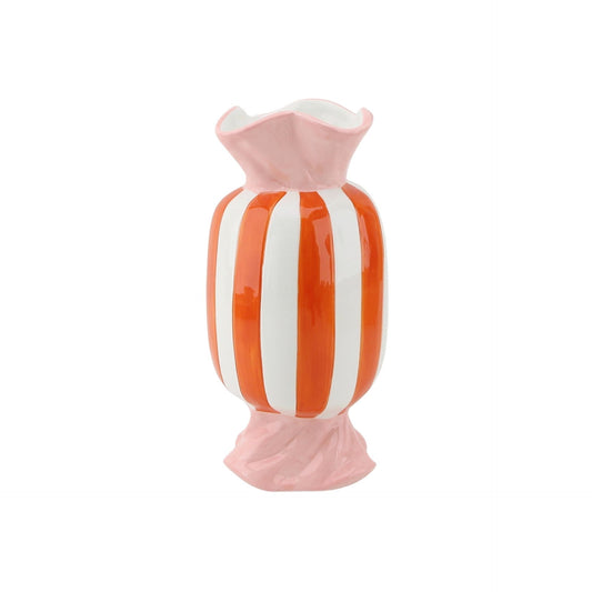 Vase -Flower Vase Toffee Candy  - Orange/Pink - 9,5x9,5x21cm
