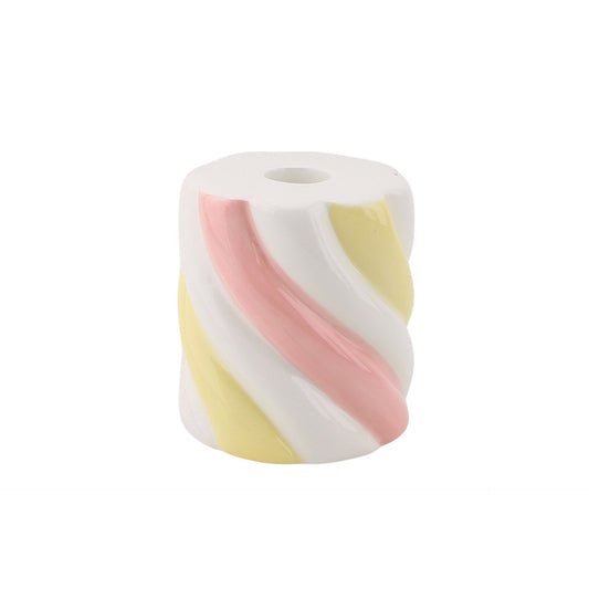 Candle holder - Marshmellow -Yellow/Pink/White - 8,5x8,5x9cm