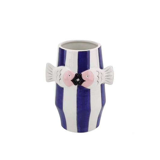 Vase -Flower Vase Fishes - Blue/White/Pink - 14x11,5x18,5cm