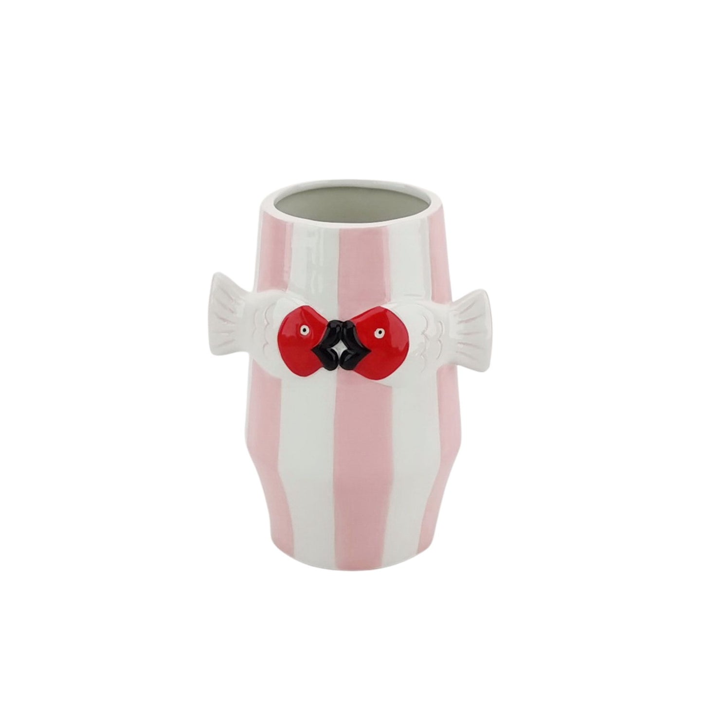 Vase -Flower Vase Fishes - Pink/White- 14x11,5x18cm