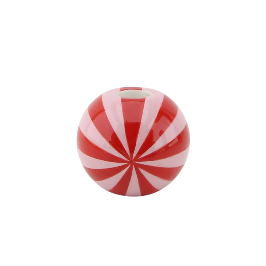 Candle holder - Swirl - Dolomite - Red/Pink - 10x10x10cm