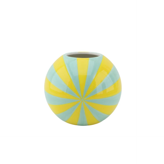 Vase - Flower Vase Swirl -  Yellow/Mint - 15x15x15cm
