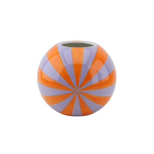 Vase -  Flower Vase Swirl  - Orange/Lilac - 15x15x15cm