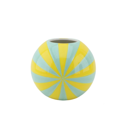 Vase -  Flower Vase Swirl  - Yellow/Mint - 20x20x20cm