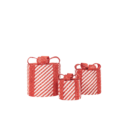 Led Xmas Gift - S3 - Polysterene - Red/ White-15/20/25cm