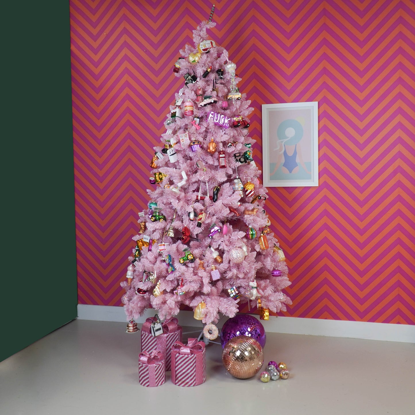 Led Xmas Gift - S3 - Polysterene - Pink/White-15/20/25cm