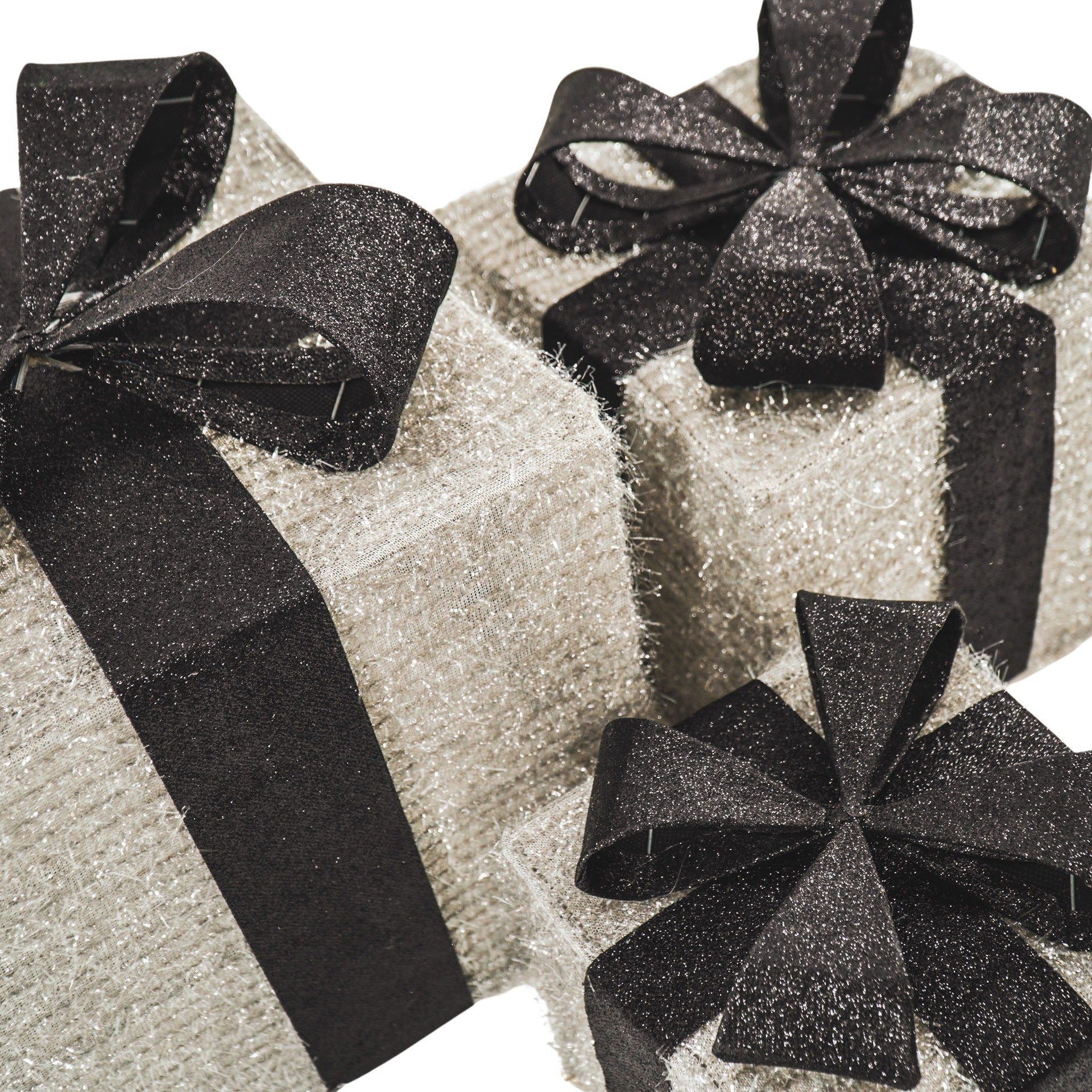 Led Xmas Gift - S3 - Polysterene - Silver/Black -15/20/25cm