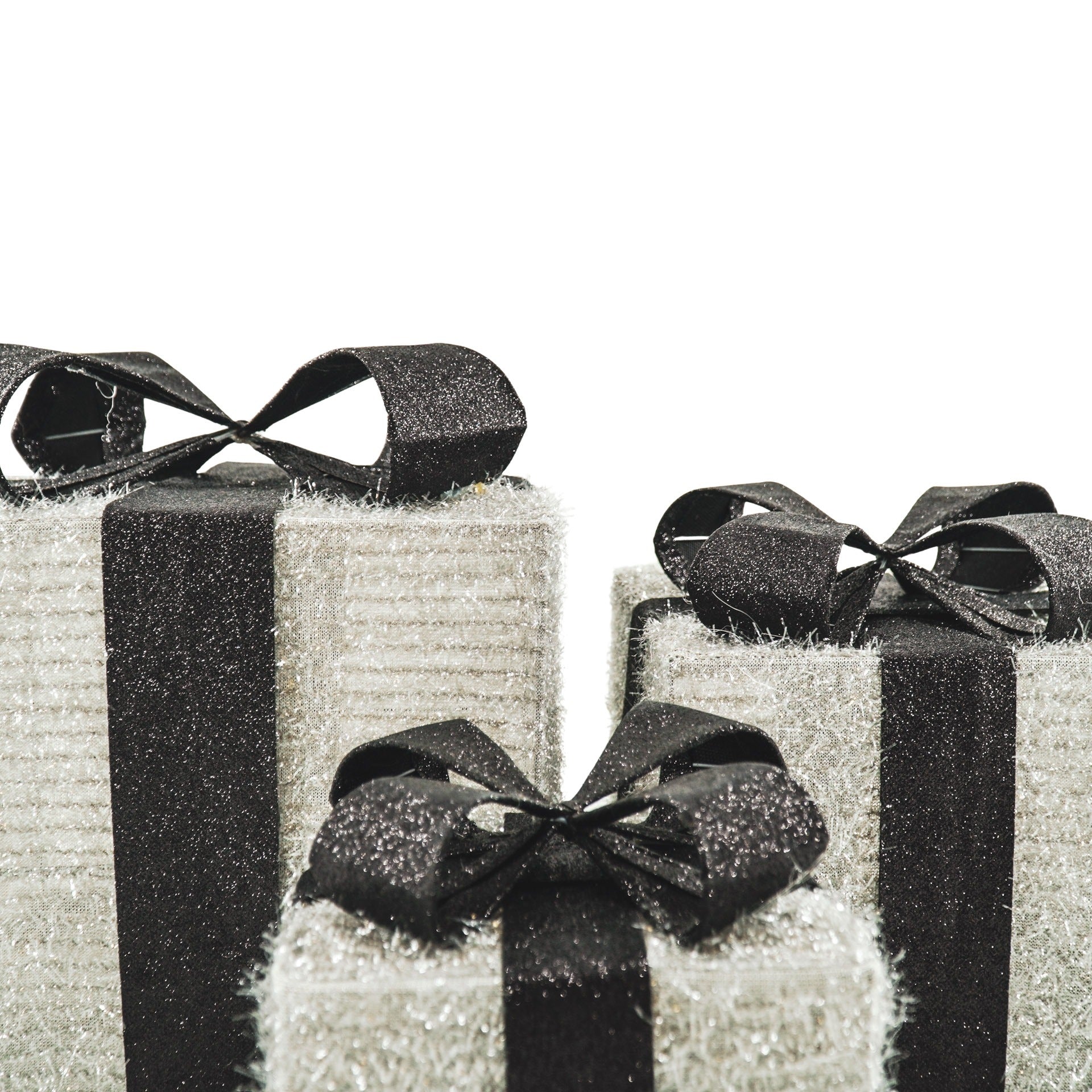 Led Xmas Gift - S3 - Polysterene - Silver/Black -15/20/25cm