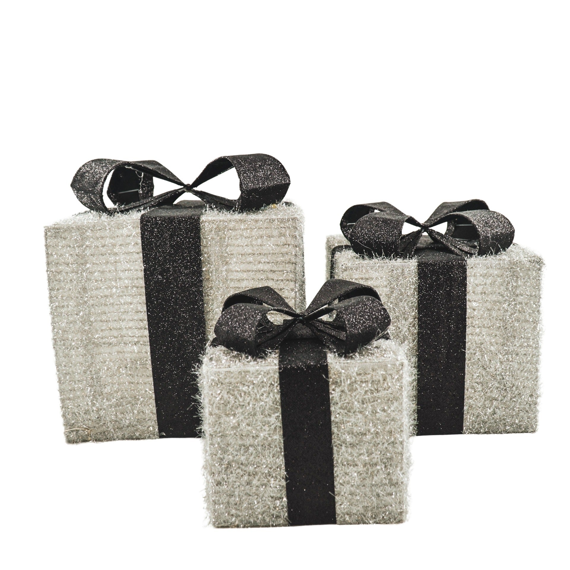 Led Xmas Gift - S3 - Polysterene - Silver/Black -15/20/25cm