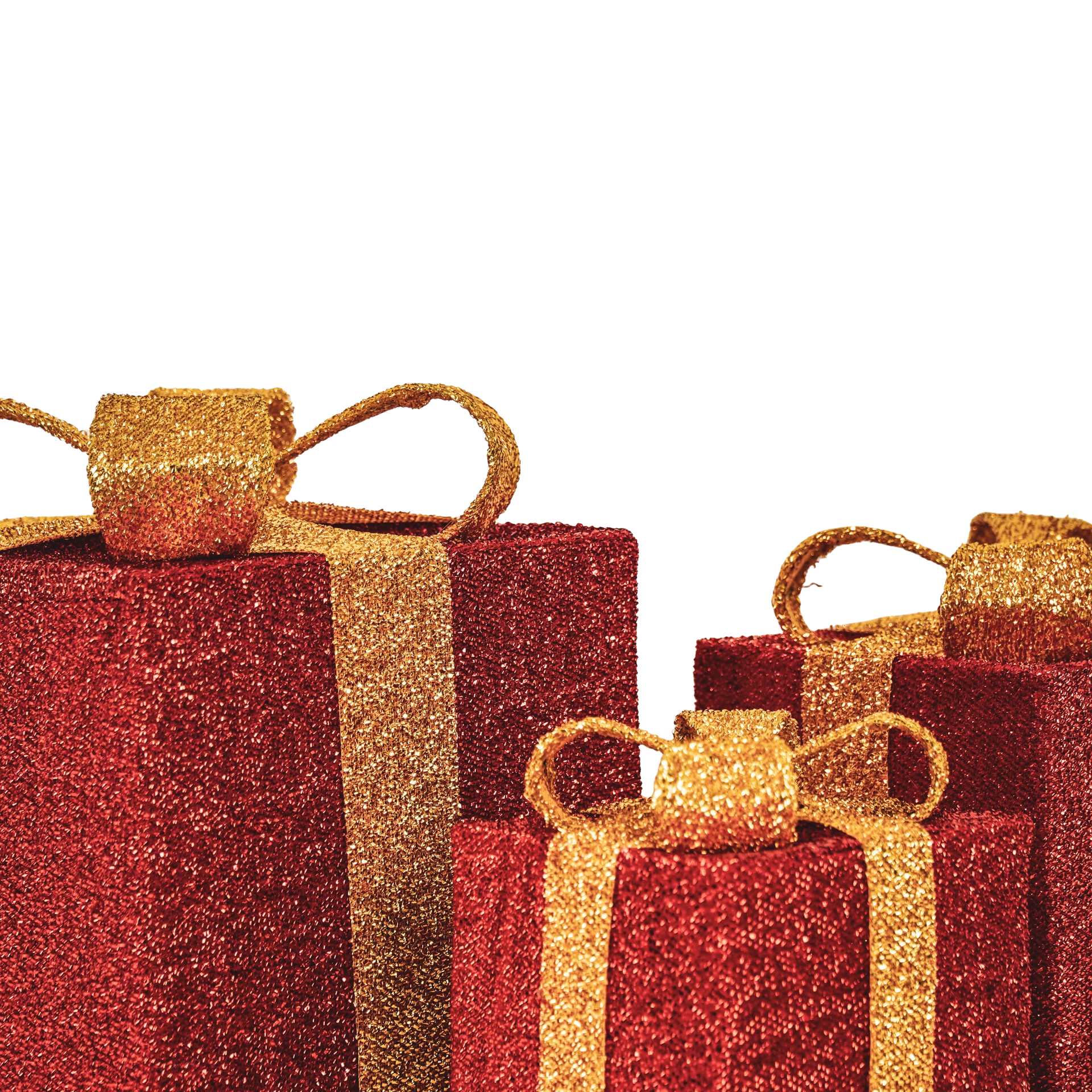 Led Xmas Gift - S3 - Polysterene - Red/Gold -15/20/25cm