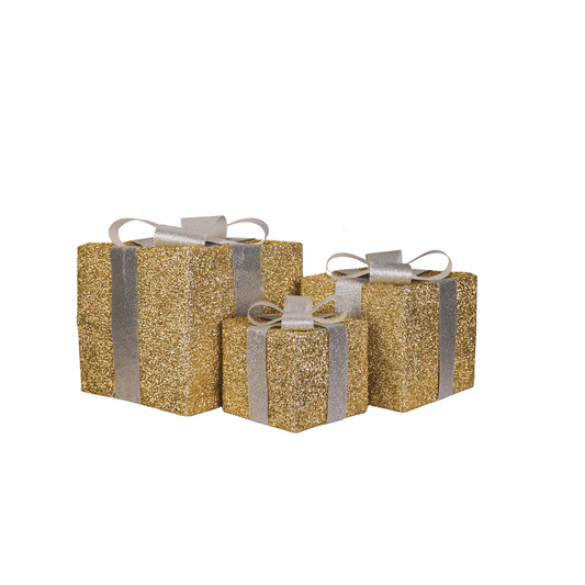 Led Xmas Gift - S3 - Polysterene - Gold/Silver -15/20/25cm
