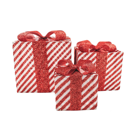Led Xmas Gift - S3 - Polysterene - Red/White-15/20/25cm
