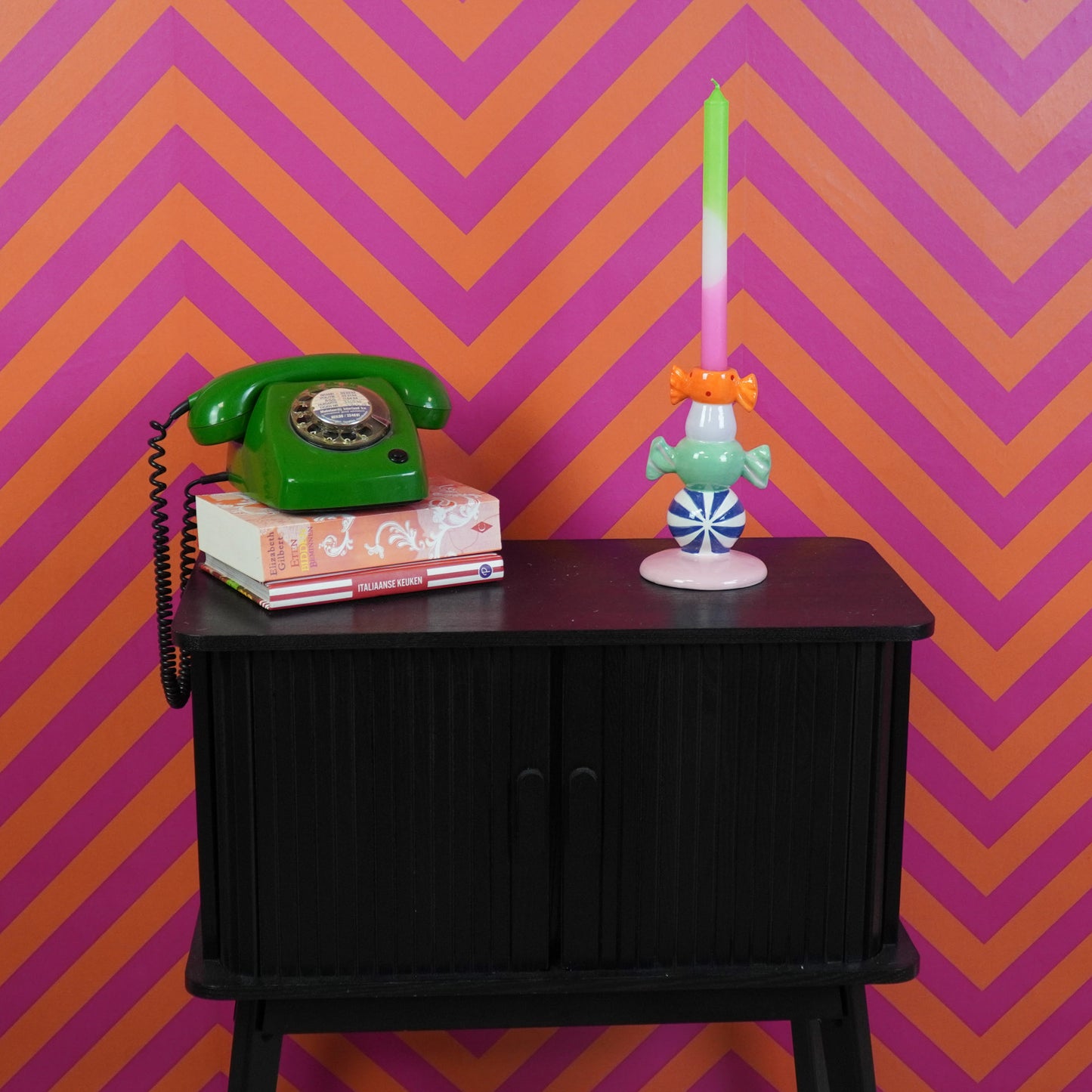 Candle holder - Stapled Toffee Candy-Multi Colour-11x11x18cm