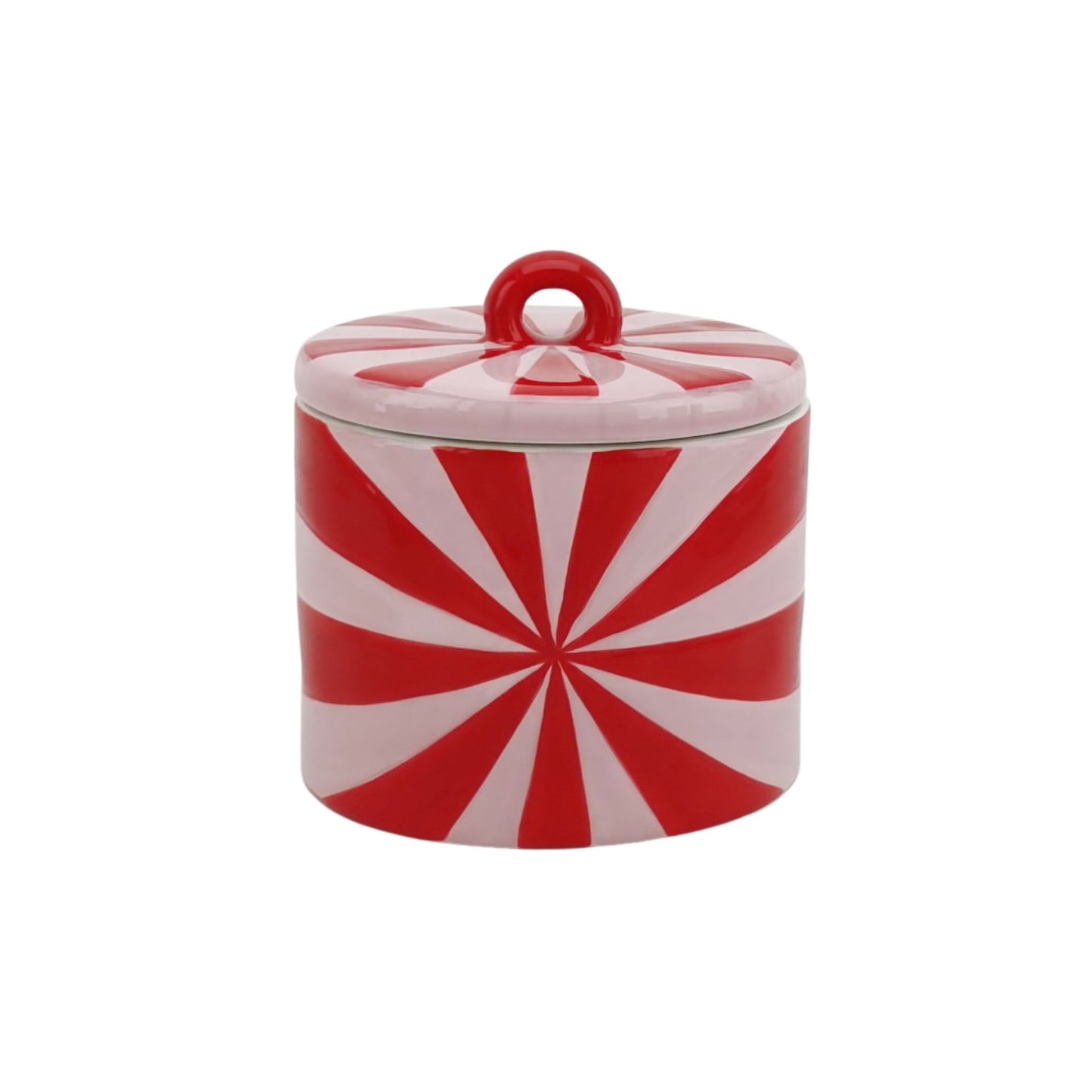 Deco Jar - Swirl  - Dolomite - Red/Pink - 11x11x11,5cm