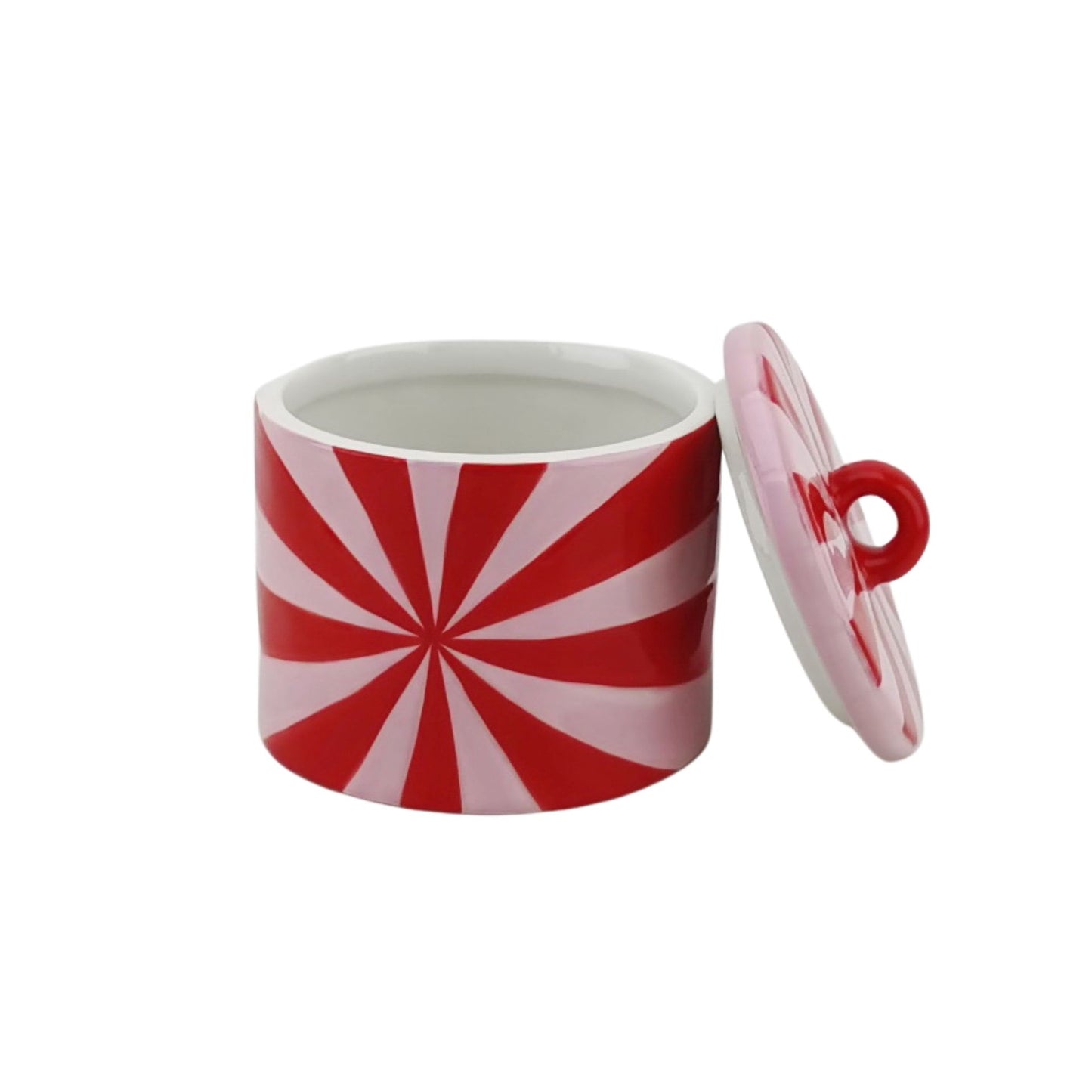 Deco Jar - Swirl  - Dolomite - Red/Pink - 11x11x11,5cm