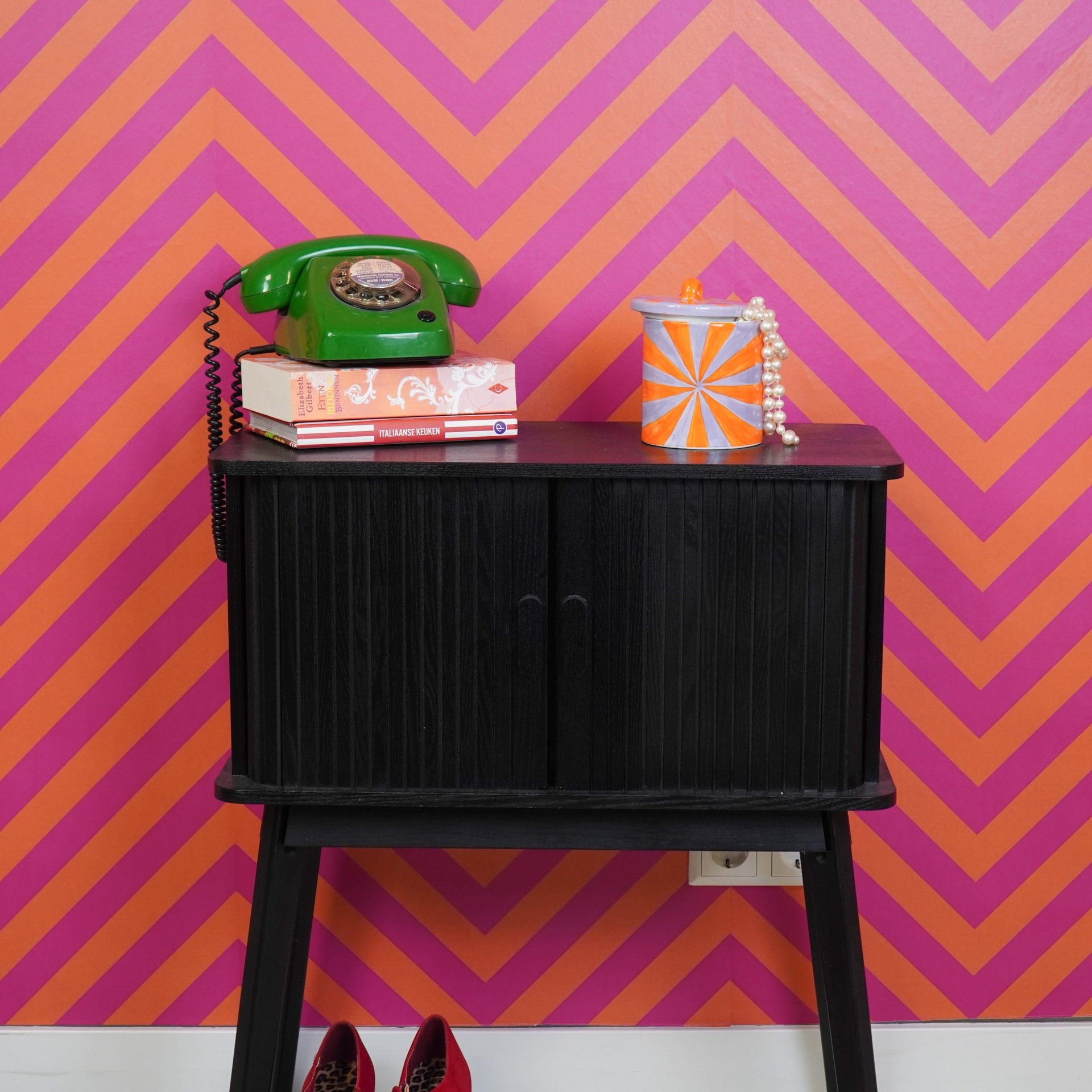 Storage jar -Swirl - Orange/Lilac - 11x11x14,,5cm