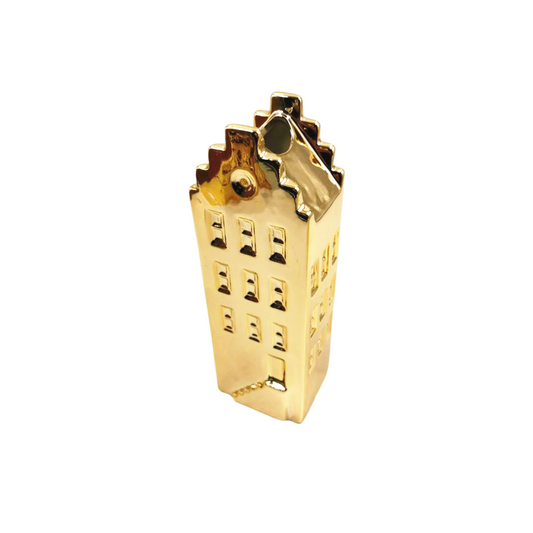 Flower Vase - House Vase - Ceramic - Gold- 7,5x6x23 cm