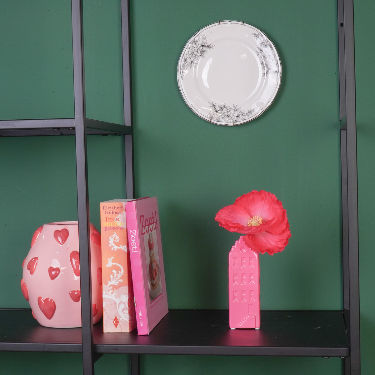 Flower Vase - House Vase - Ceramic - Neon Pink  -5x4,5x14,5 cm