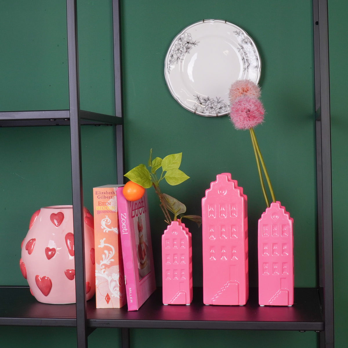 Flower Vase - House Vase - Ceramic - Neon Pink  -5x4,5x14,5 cm