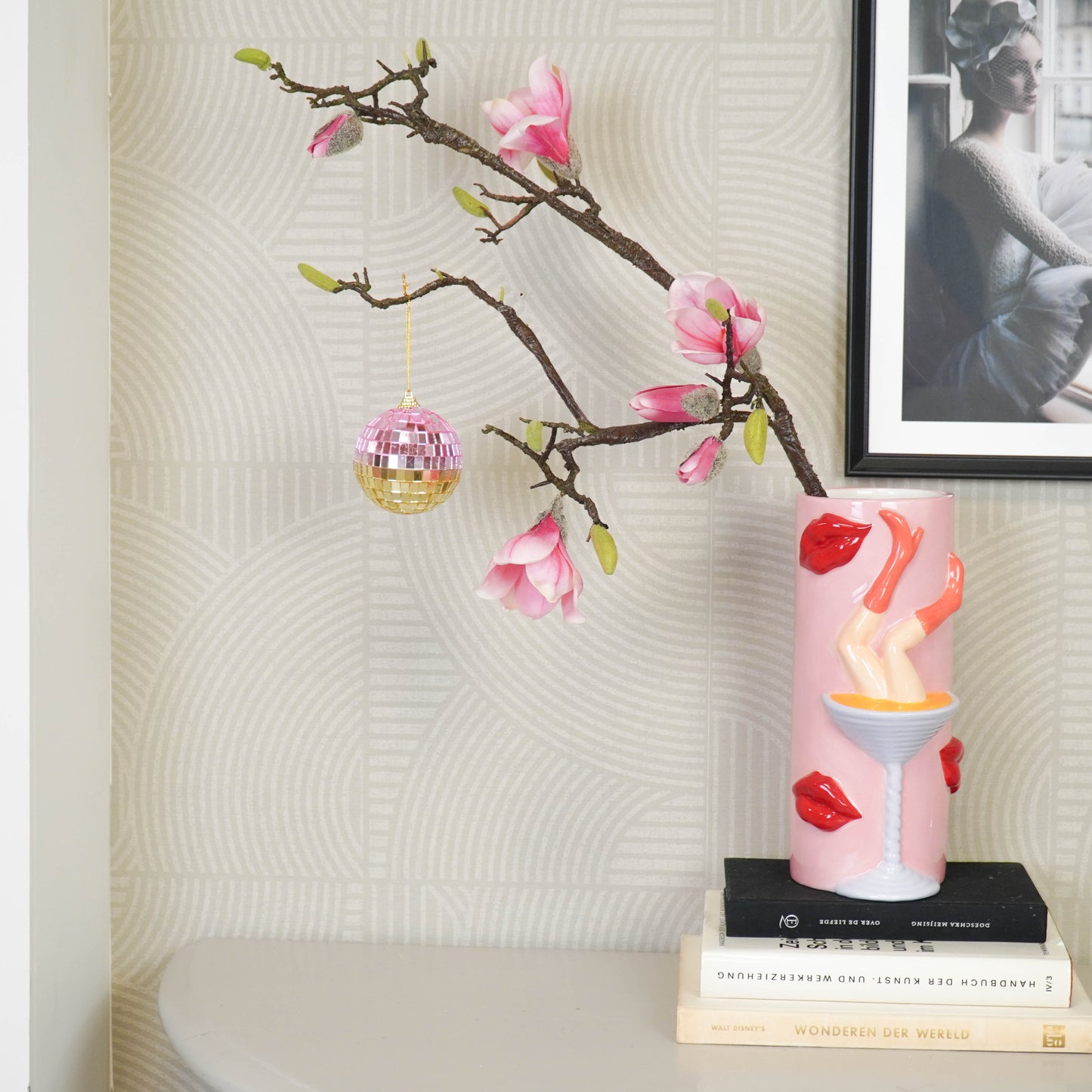 Christmas Decoration -  Christmas Hanger - Discoball - Foam - Pink/Gold - 8x8x8cm