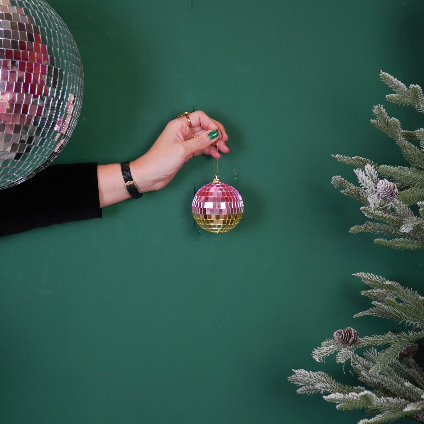 Christmas Decoration -  Christmas Hanger - Discoball - Foam - Pink/Gold - 8x8x8cm