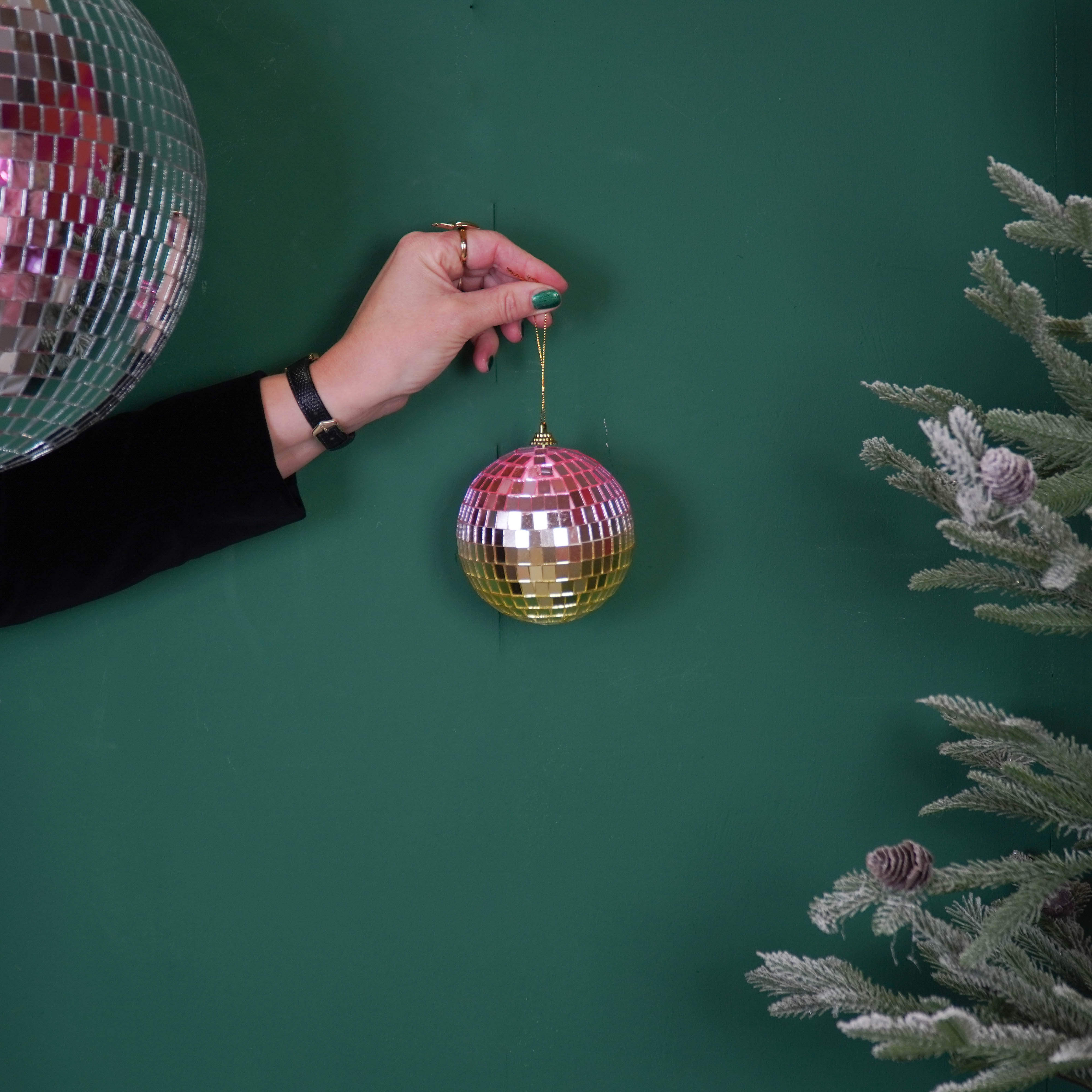 Christmas Decoration -  Christmas Hanger - Discoball - Foam - Pink/Gold - 10x10x10cm