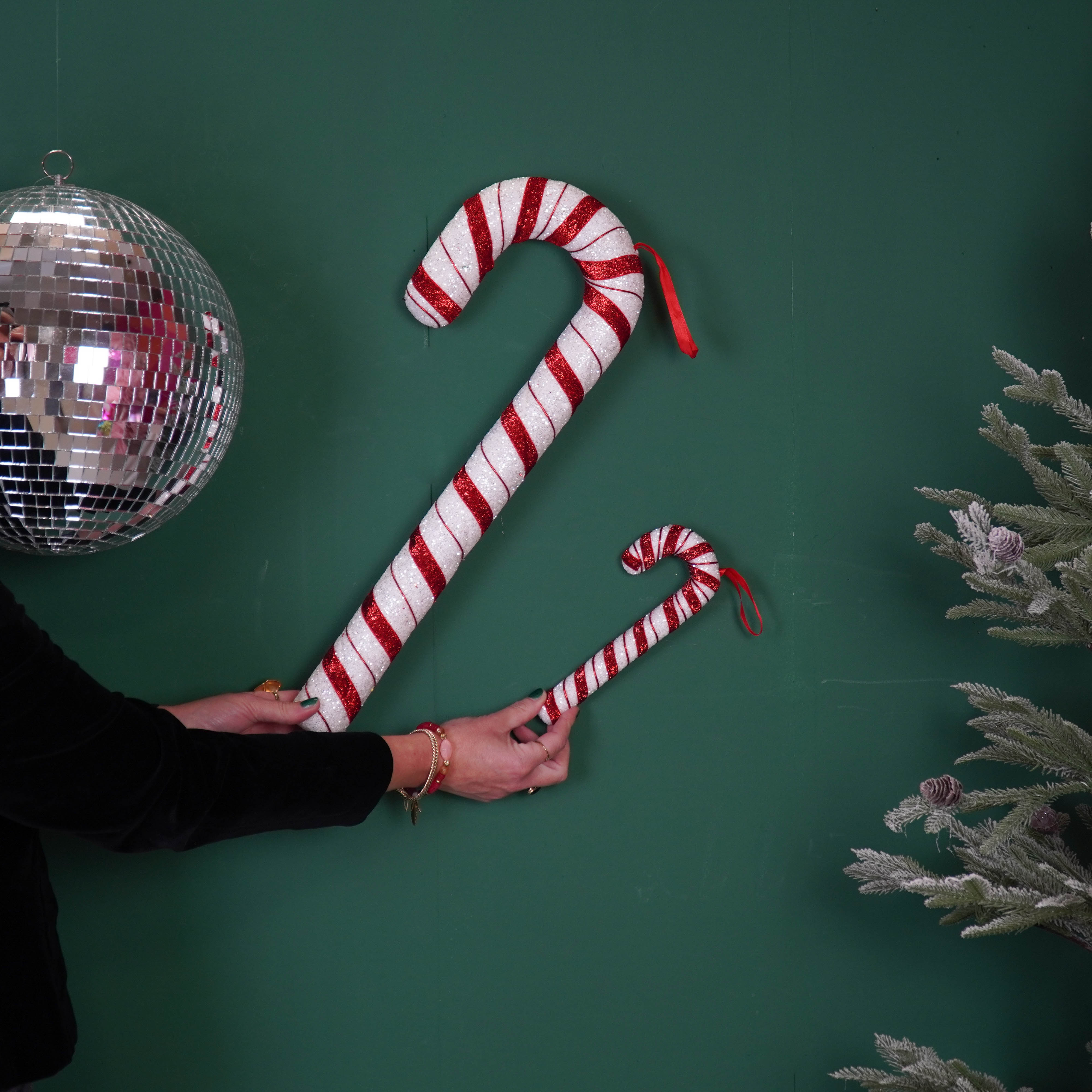 Decoration - Candy Cane - Foam - White/Red - 52cm