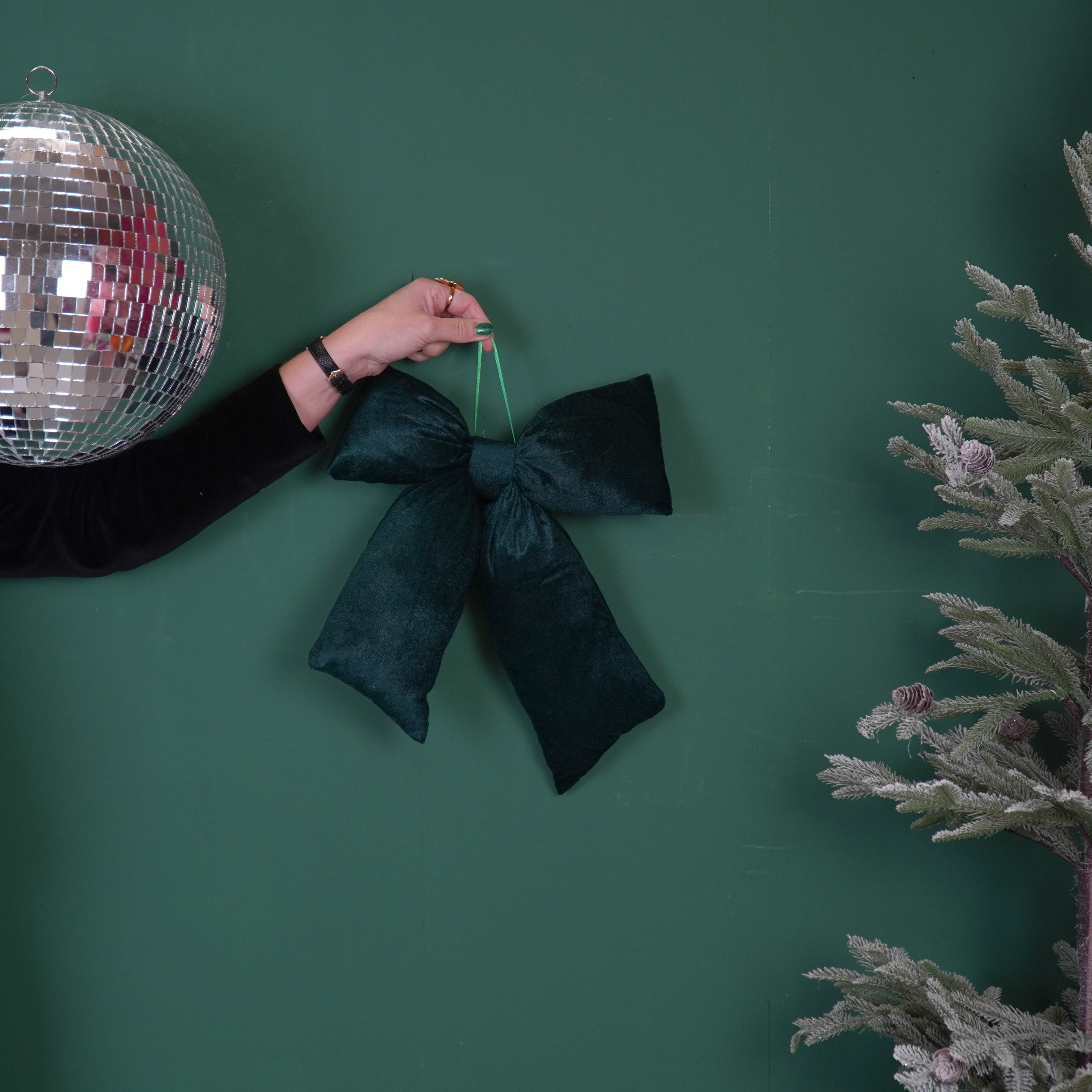 Christmas Decoration - Bow - Green - Velvet - 32x40cm