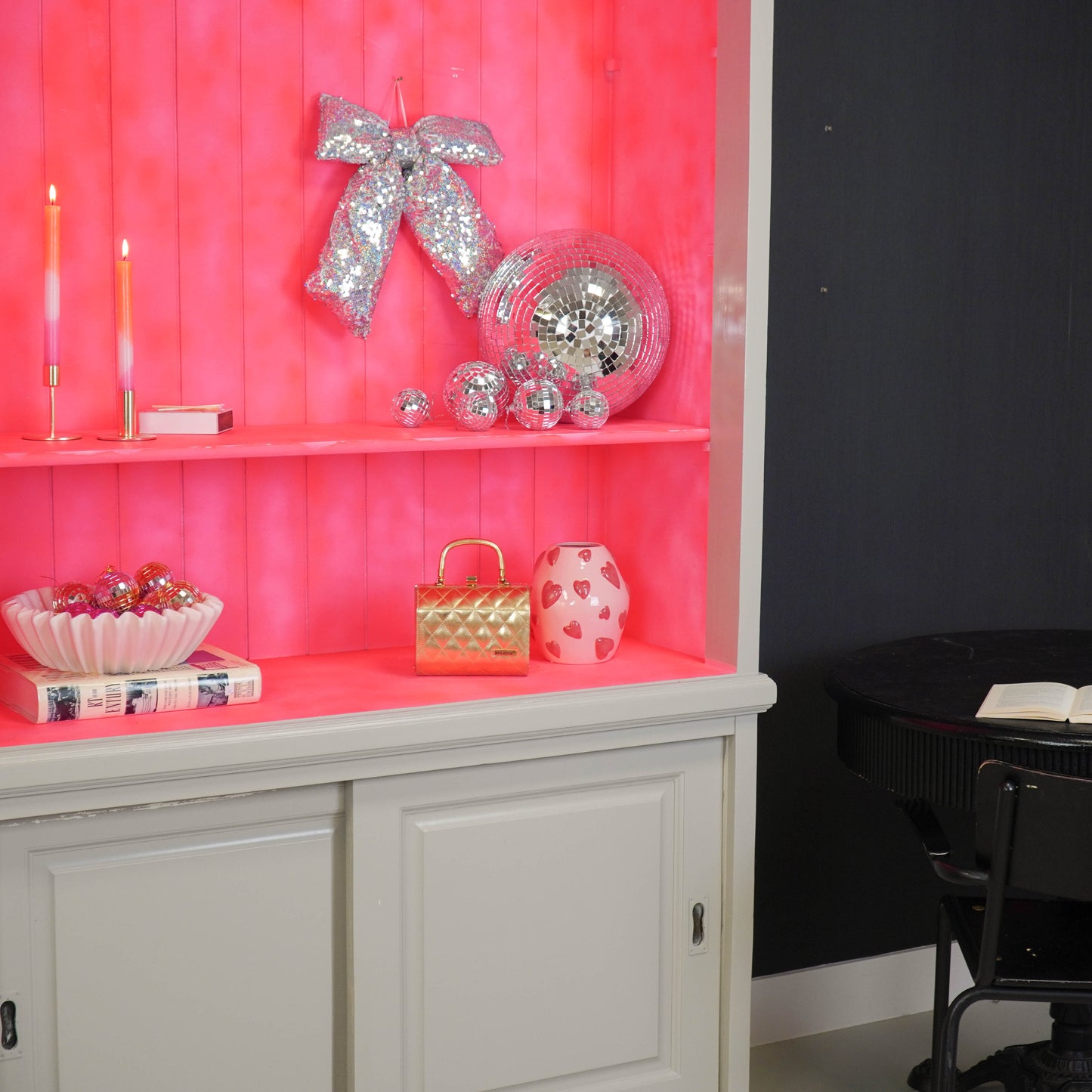 Christmas Decoration - Bow - Sequins Fabric - Silver - 32x40cm