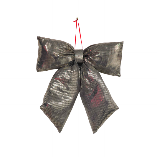 Christmas Decoration - Bow - Black/ Gold - Fabric - 32x40cm