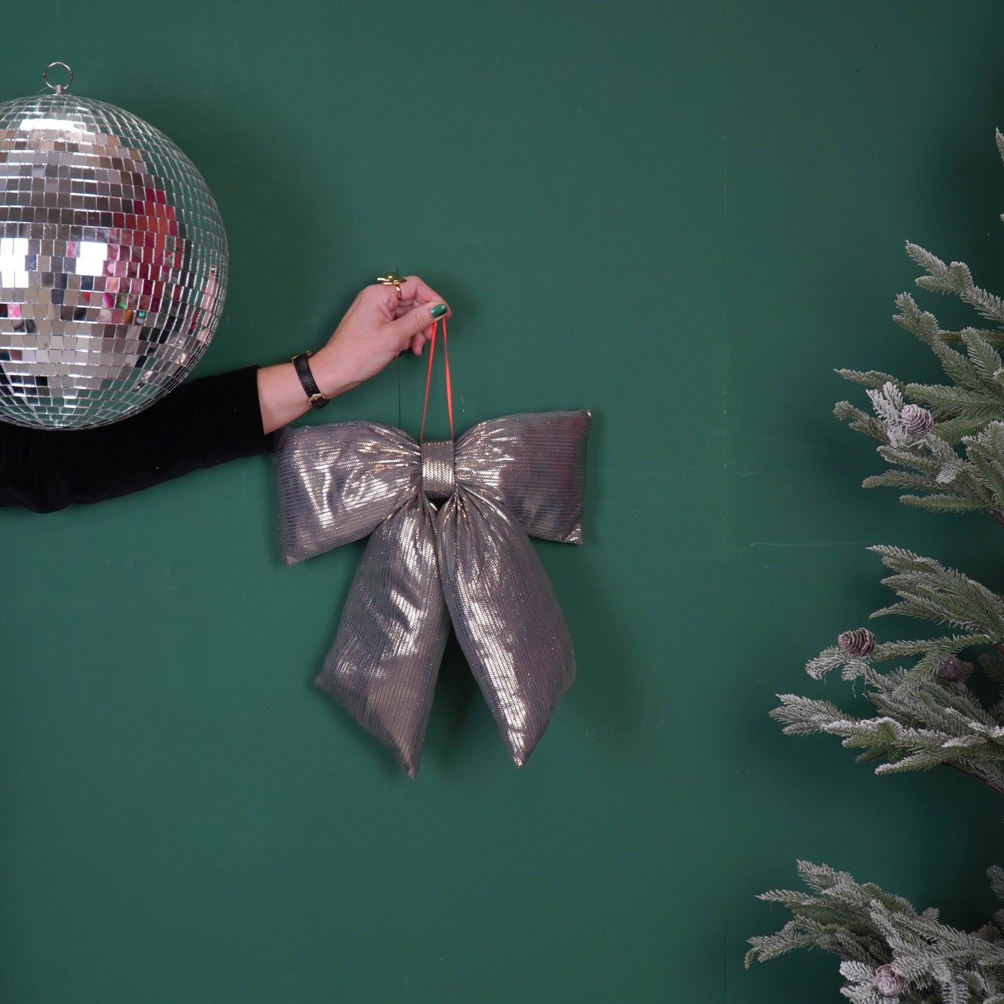 Christmas Decoration - Bow - Black/ Gold - Fabric - 32x40cm