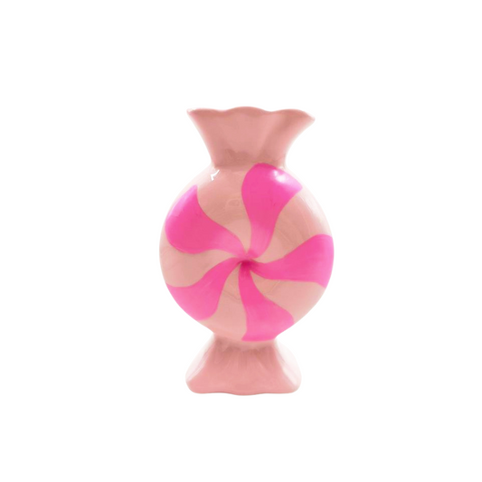 Flower Vase- Toffee Candy- -Ceramic-Red/ White- 12x6,5x20cm