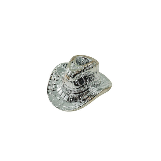 Candle Holder - Cowboy Hat - Ceramic- Silver -13,5x11x7 cm